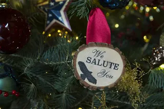A Military Tribute - This is one of many ornaments designed to honor the service of members of the military and their families.  (Photo: AP Photo/Evan Vucci)