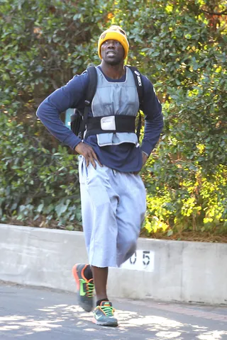 Sweat It Out - Terrell Owens works on his fitness wearing a weighted vest and backpack as he goes for a hike in Los Angeles.(Photo: Sam Sharma, &nbsp;PacificCoastNews)