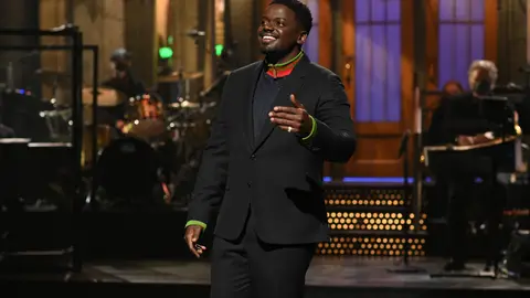 SATURDAY NIGHT LIVE -- "Daniel Kaluuya" Episode 1801 -- Pictured: Host Daniel Kaluuya during the monologue on Saturday, April 3, 2021 -- (Photo By: Will Heath/NBC/NBCU Photo Bank via Getty Images)