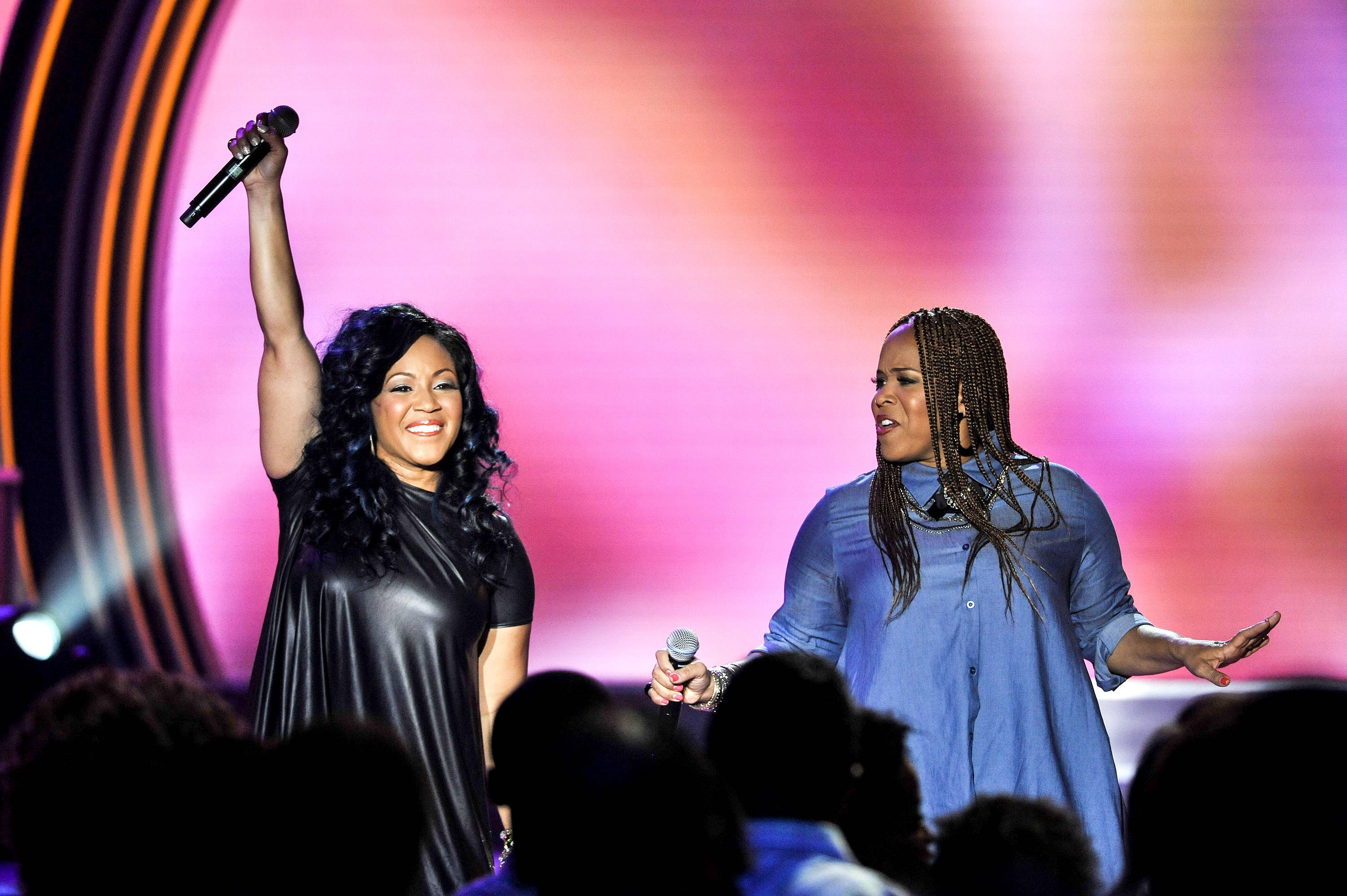 Best Bobby Jones Gospel Moments: Season 35, Episode 6 - Erica Campbell and Tina Campbell of Mary Mary perform, and Dorinda Clark-Cole also performs on the set of Bobby Jones Gospel. (Photo: Kris Connor/Getty Images for BET Networks)