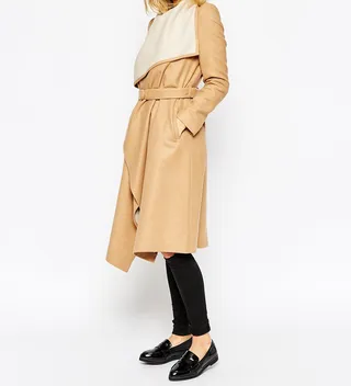 Hers: ASOS Coat With Waterfall Front and Belt&nbsp; &nbsp;&nbsp; - This camel wool coat ($120) will be the serious envy at your next Sunday brunch with the girls. Bundle up!  (Photo: ASOS)