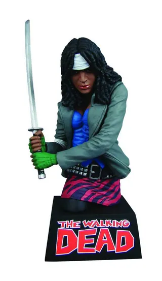 Hers: Walking Dead: Michonne Bust Bank - He's not the only one who lives for Sunday nights. Get your zombie&nbsp;apocalypse on with this Michonne piggy bank ($20).  (Photo: Atomic Empire)