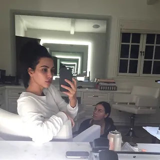 Kim Kardashian&nbsp;@KimKardashian - Kimmy gives her followers a glimpse of her natural beauty while getting pampered. It must be nice.  (Photo: Kim Kardashian via Instagram)