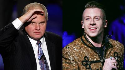Rush Limbaugh vs. Macklemore&nbsp; - Rush Limbaugh&nbsp;wasn’t impressed with&nbsp;Macklemore and Ryan Lewis's&nbsp;Grammy performance last year of their hit “Same Love,” which featured same sex couples getting married on stage while&nbsp;Queen Latifah&nbsp;officiated the ceremonies. Speaking of the mass wedding and promoting the acceptance of same sex unions, the right-wing pundit said of the performance, “It was horrible, it was despicable.”(Photos from Left: Ethan Miller/Getty Images, Janette Pellegrini/Getty Images)
