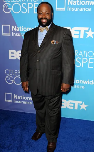 Myron Williams - Minister Myron Williams emanated a positive godly glow as he posed for pictures on the blue carpet.&nbsp;(Photo: Earl E. Gibson III/BET)