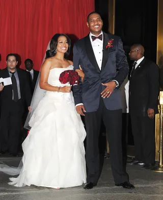 La La Anthony - La La&nbsp;Anthony&nbsp;donned a strapless, fitted spectacular gown for her New York City July 2010 wedding to basketball player Carmelo Anthony.&nbsp;  (Photo: Jason Kempin/Getty Images)