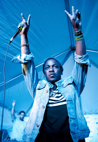 "Good Kid" - Pharrell unleashes one of his spookiest, bluesiest beats yet, absent the computer-love synth bloops his work with Chad Hugo is known for. His hook channels Roy Ayers' "We Live in Brooklyn Baby," while Kendrick, the titular good kid, raps of unwanted run-ins with the gang members and corrupt cops that help make Compton a "m.A.A.d. city." &nbsp; (Photo: Landis/PictureGroup)