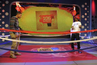 Ready for War - Freestyle Friday competitors Misery and Yung'N 223 prepare for battle at 106 &amp; Park, March 15, 2012.(Photo: John Ricard/BET)