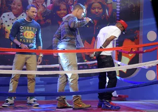 Turn My Back - Freestyle Friday competitors Misery and Yung'N 223 battle at 106 &amp; Park, March 15, 2012.(Photo: John Ricard/BET) &nbsp;