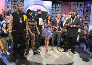 MMG with Terrence J and Rocsi - MMG with Terrence J and Rocsi Diaz at 106 &amp; Park, March 13, 2012. (Photo: John Ricard / BET)