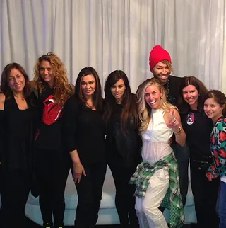 Kim Kardashian @kimkardashian - Expecting mother Kim Kardashian hungout backstage with Queen Bey's mother and crew at the Mrs. Carter show tour stop.(Photo: Kim Kardashian via Instagram)