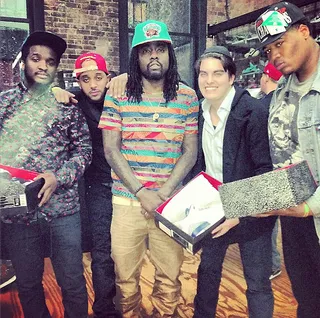 Wale @walemmg - MMG spitter and devout sneaker head Wale went on a shopping spree with his crew at NYC's Flight Club. #WalkLikeUs&nbsp;(Photo: Wale via Instagram)