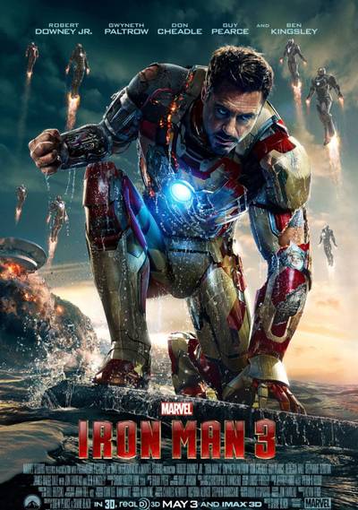 Iron Man 3:&nbsp;May 2 - Robert Downey Jr. is back donning the suit for the third installment of this Marvel blockbuster movie franchise. A terrorist named Mandarin tears apart Tony Stark’s universe, so Iron Man must dish out some serious, kick-butt retribution. The film also stars Don Cheadle and Gwyneth Paltrow.  (Photo: Paramount Pictures)