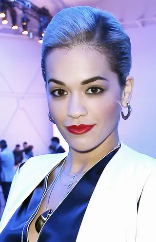 Rita Ora - Rita Ora’s red lip was the main attraction at Calvin Klein’s jewelry party. The eccentric singer couples her signature pout with slicked-back strands and smoldering smoky eyes.  (Photo: Dominik Bindl/Getty Images for Calvin Klein)