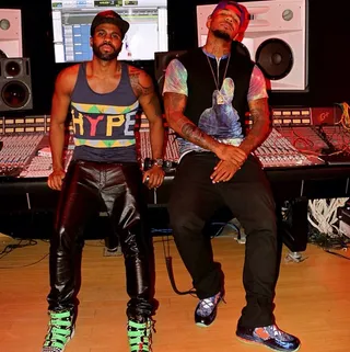Game @thedocumentary - Rapper Game puts in work in the studio with singer Jason Derulo. The best of both worlds!(Photo: Game via Instagram)