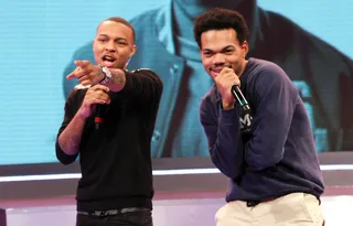 B-Boy Stance - Host Bow Wow and recording artist Chance the Rapper rock out on 106. (Photo:&nbsp; Bennett Raglin/BET/Getty Images)