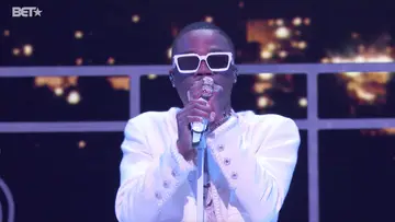 Rapper Roddy Ricch performs his meditation on love and connection "Late at Night" at the BET Awards 2021.