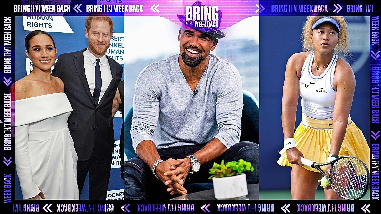 Meghan, Duchess of Sussex and Prince Harry, Duke of Sussex , actor Shemar Moore, and tennis champion Naomi Osaka.