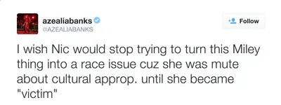 Too Little Too Late - Azealia Banks calls out &nbsp;Nicki Minaj for her NY Times Magazine article. Apparently Nicki wasn't with Banks's PSA on cultural appropriation.&nbsp;(Photo: Azealia Banks via Twitter)