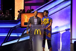 Come On Ta'Rhonda Jones - Actress&nbsp;Ta'Rhonda Jones takes the stage during this year's 365 Black Awards.(Photo: Teal Moss/BET)