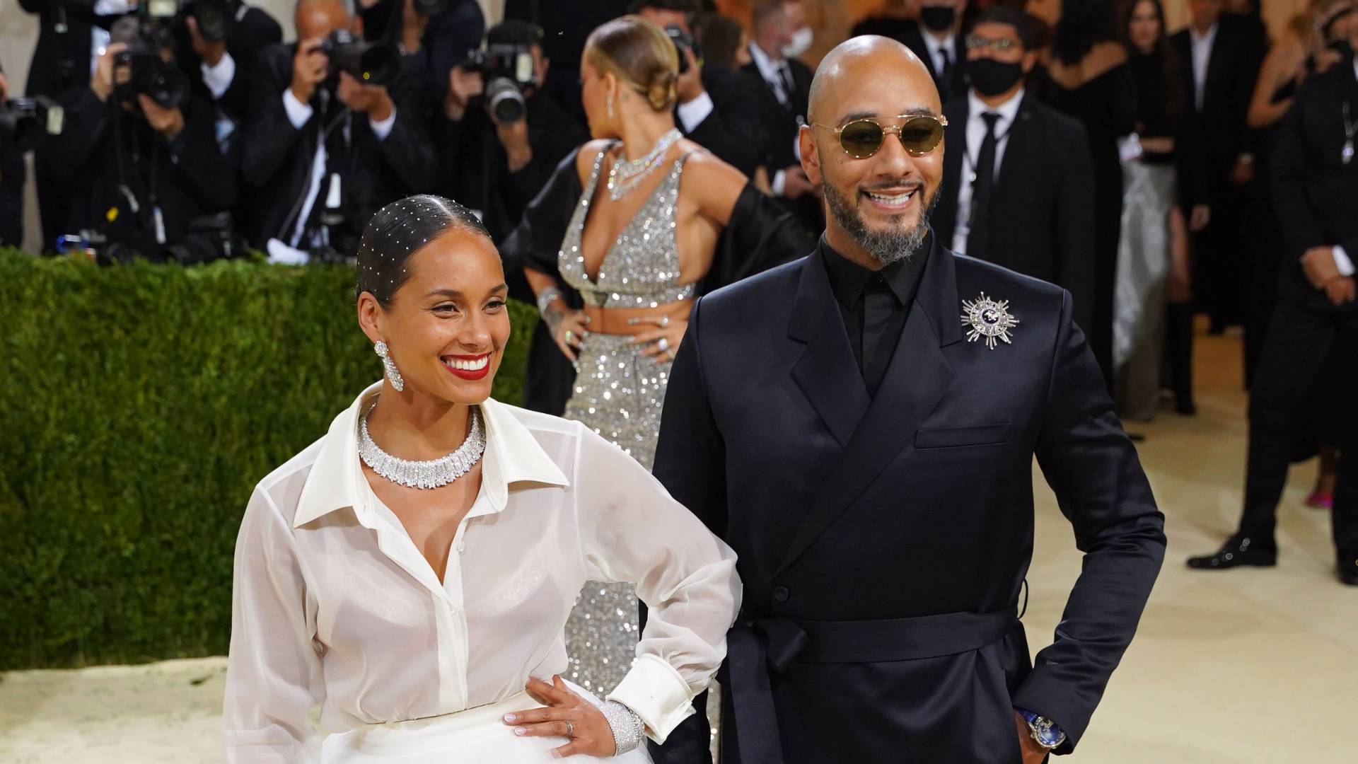 Alicia Keys and Swizz Beatz attend 2021 Costume Institute Benefit - In America: A Lexicon of Fashion at the Metropolitan Museum of Art on September 13, 2021 in New York City. 