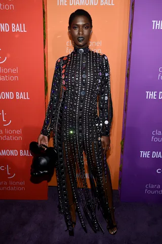 All Black &amp; All Bold - Daring to be different, Jodie arrived at&nbsp;Rihanna's 5th Annual Diamond Ball shining bright like a diamond in a long Gucci mirror embellished maxi dress, which she paired with a bold black lip by makeup artist, Hung Vanngo. Work, sis!(Photo: Dimitrios Kambouris/Getty Images for Diamond Ball) (Photo: Dimitrios Kambouris/Getty Images for Diamond Ball)