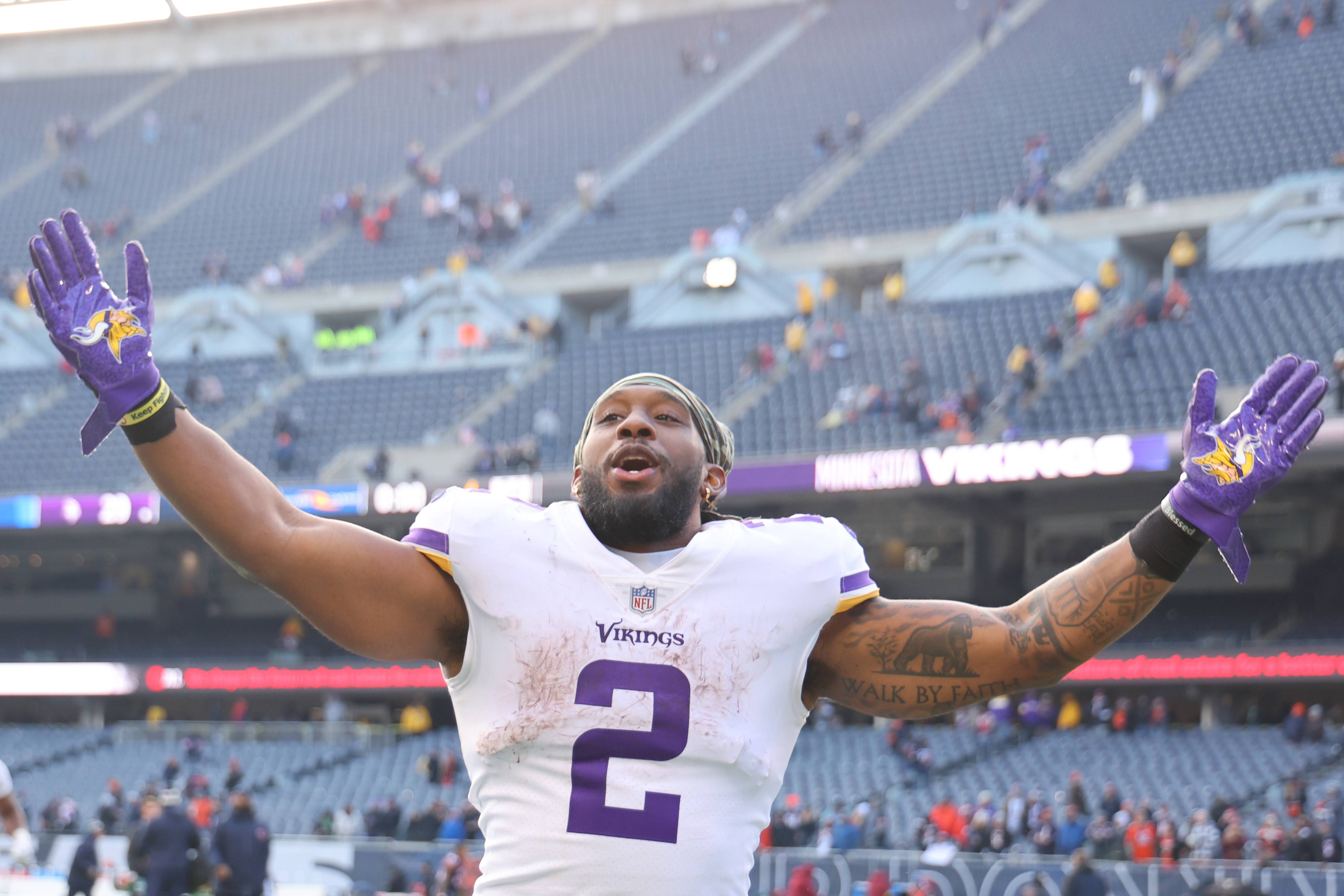 Minnesota Vikings running back Alexander Mattison (2) celebrates