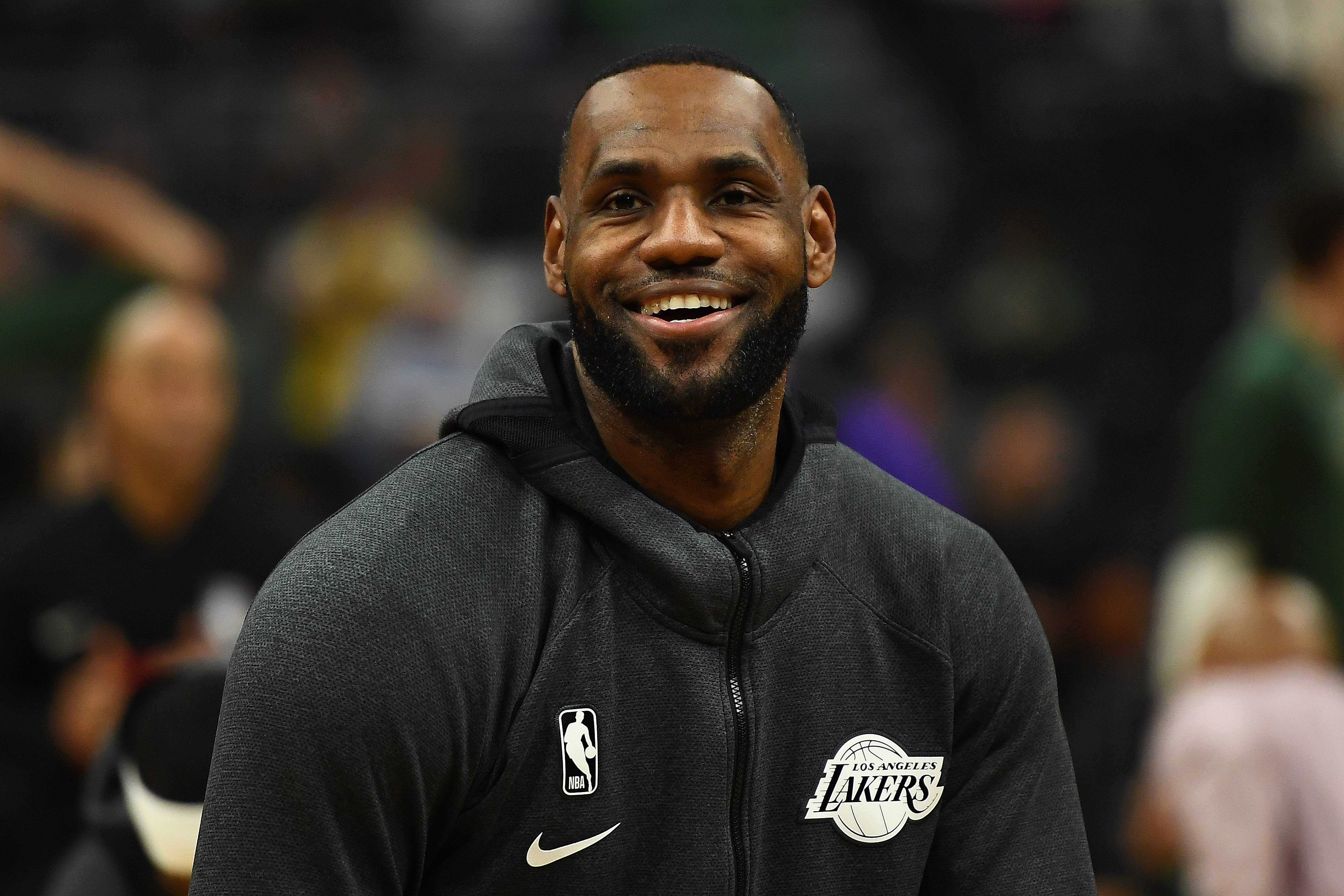 MILWAUKEE, WISCONSIN - DECEMBER 19:  LeBron James #23 of the Los Angeles Lakers participates in warmups prior to a game prior to a game against the Milwaukee Bucks at Fiserv Forum on December 19, 2019 in Milwaukee, Wisconsin. NOTE TO USER: User expressly acknowledges and agrees that, by downloading and or using this photograph, User is consenting to the terms and conditions of the Getty Images License Agreement. (Photo by Stacy Revere/Getty Images)
