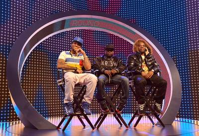 Whoa There - Rapper Mouse On Tha Track, rapper Havoc and radio personality Charlemagne guest judge on BET's 106 &amp; Park on March 22, 2013 in New York City. (Photo: Mike Coppola/Getty Images for BET)