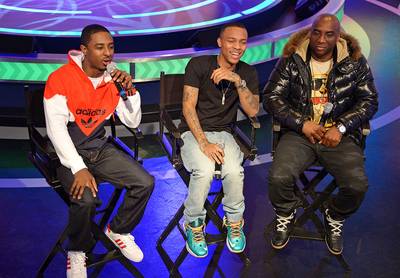 Tell Me About It - Rapper Shorty da Prince, rapper Bow Wow, and radio personality Charlemagne co-host BET's 106 &amp; Park on March 22, 2013 in New York City. (Photo: Mike Coppola/Getty Images for BET)