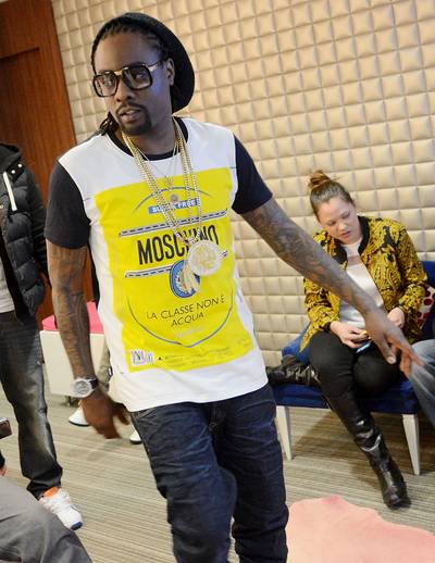 This Way - Rapper Wale gets ready before his interview on BET's 106 &amp; Park on March 20, 2013 in New York City. (Photo: Mike Coppola/Getty Images for BET)