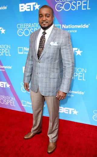 Dapper Don - Singer Jason Nelson in a perfectly assembled blue and tan ensemble for this year's Celebration of Gospel.(Photo: Maury Phillips/Getty Images for BET)