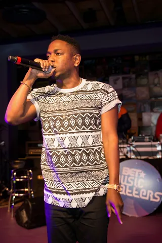 ScHoolBoy Q, "Blessed" - Kendrick supports his TDE homie with an amazingly precise double-time flow on this introspective number from ScHoolBoy Q's slept-on Habits &amp; Contradictions.   (Photo: Daniel Boczarski/Getty Images for BET)