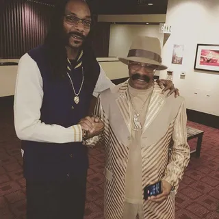 Uncle Snoop and Pop Dennis - We would like to think Drake is behind the (smartphone) lens of this tender shot of Snoop Dogg and Aubrey's father Dennis Graham.&nbsp;(Photo: Drake via Instagram)