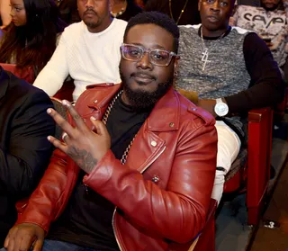 Kicking It - Judging by his red jacket, T-Pain has also set his sights on auto-tuning a motorcycle.(Photo: Paras Griffin/BET/Getty Images for BET Networks)