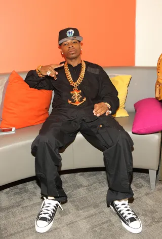 Keepin' It Real G - Recording artist Plies relaxes backstage at 106. (Photo: Bennett Raglin/BET/Getty Images for BET)