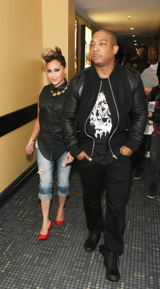 The Walk - Actors Adrienne Bailon and Ja Rule strolling backstage. (Photo: Bennett Raglin/BET/Getty Images for BET)