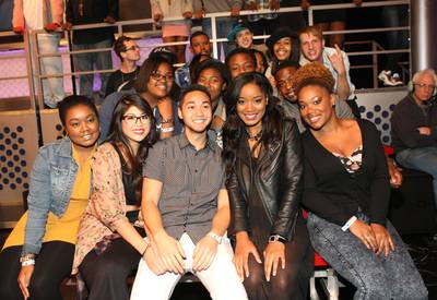 Just Chill - Actress Keke Palmer poses with some livest audience members. (Photo:&nbsp; Bennett Raglin/BET/Getty Images)