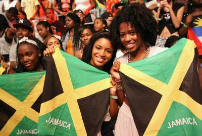 Big Up! - Some livest audience members rep for their country on 106. (Photo: Bennett Raglin/BET/Getty Images for BET)