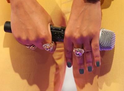 Rings and Things - Angela Simmons shows off her rings on 106. (Photo: Bennett Raglin/BET/Getty Images for BET)