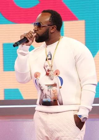 For the Love of Music - Rico Love gets interviewed on 106. (Photo: Bennett Raglin/BET/Getty Images for BET)