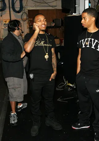 Bawse - Host Bow Wow chats on his cellphone backstage.(Photo: Bennett Raglin/BET/Getty Images for BET)