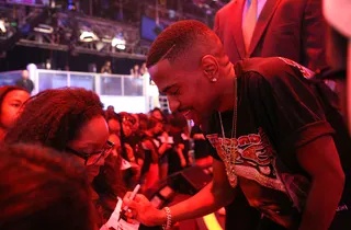 For the Fans - Big Sean appreciates his fans on 106. (Photo: Bennett Raglin/BET/Getty Images for BET)