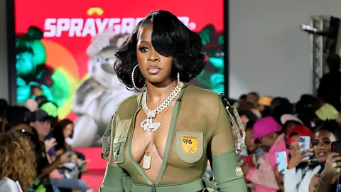 Remy Ma walks the runway as Sprayground takes full control of travel fashion with an immersive show during New York Fashion Week on September 08, 2022 in New York City.