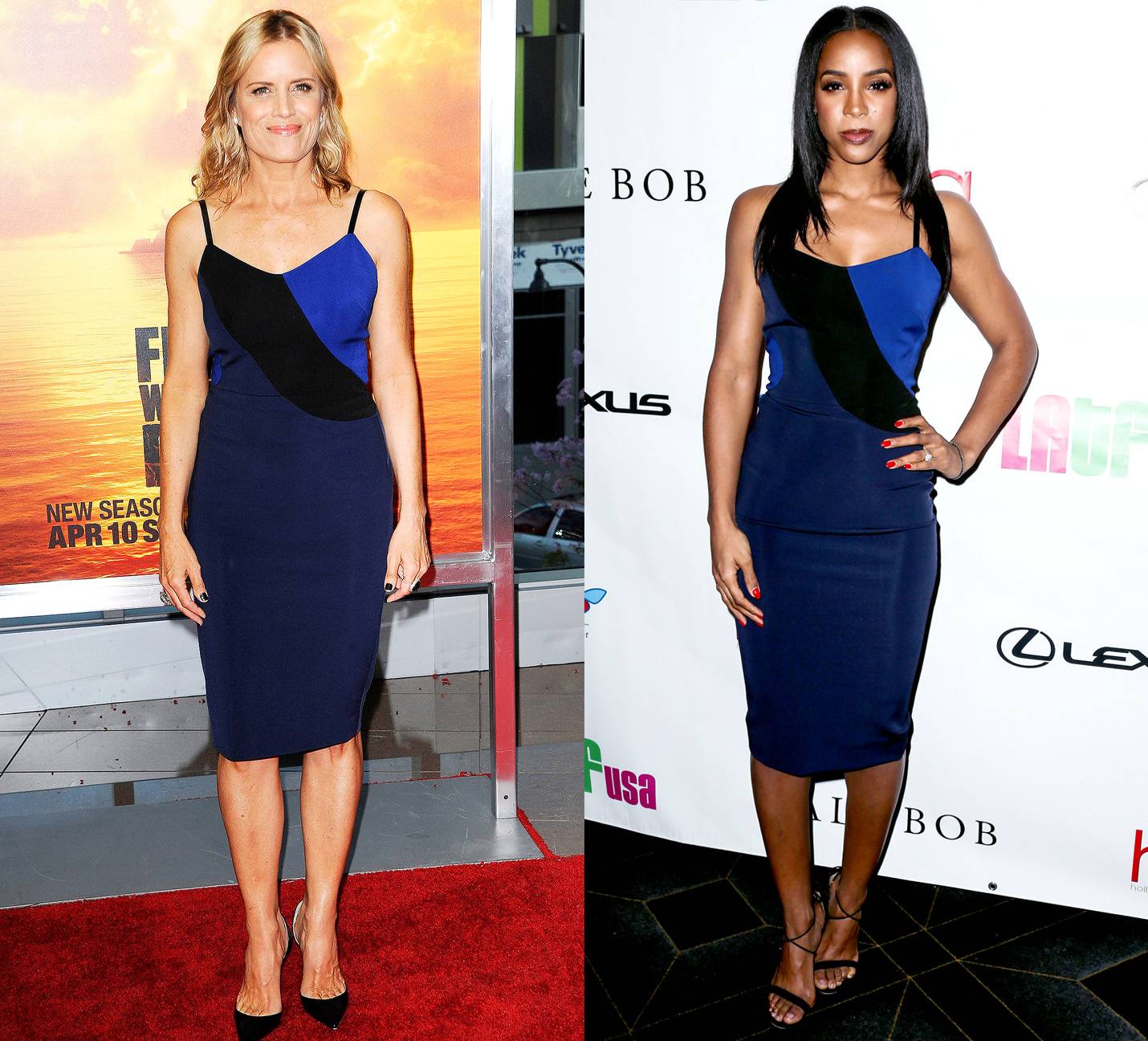 Kim Dickens and Kelly - Image 3 from Celebrity Fashion Faceoff: Kat Graham  and Beyoncé Battle It Out in Dolce & Gabbana | BET