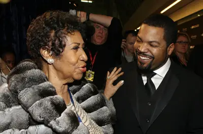Cube Meets the Queen&nbsp; - Musical Arts Award honoree Aretha Franklin and honoree Ice Cube share a moment of congratulations ahead of being honored on an extraordinary night out.&nbsp;(Photo: Bennett Raglin/BET/Getty Images for BET)