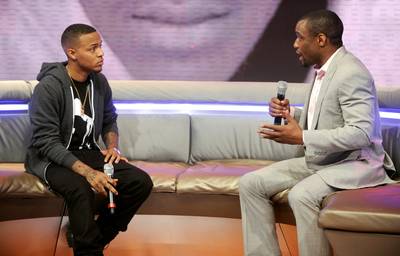 What's Next? - Bow Wow listens to Marc Lamont Hill talk about next steps to gain justice for Trayvon.&nbsp;(Photo: John Ricard/BET/Getty Images for BET)