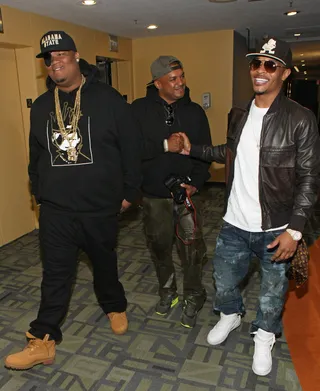 Breaking Bread - Doe B and T.I. enjoy each other's company backstage at 106. (Photo: Bennett Raglin/BET/Getty Images for BET)