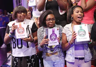 Listen Up! - Audience members hold up their N-Tune headphones while at 106. (Photo: Bennett Raglin/BET/Getty Images for BET)