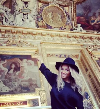 World Class Color - She continues her tour around the famous Louvre Museum and we can’t help ogling over her newly lightened locks that leave us yearning for ombre all over again. (Photo: Ciara via Instagram)